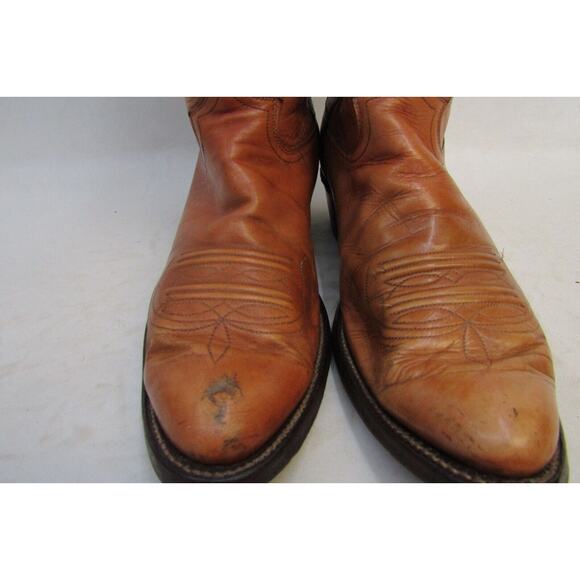 JUSTIN Mens Size 10 D Brown Orange Leather Cowboy Western Boots main image 10